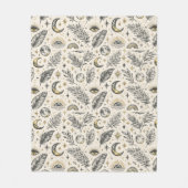 Mystical Celestial Moon Stars Pattern フリースブランケット (正面)