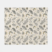 Mystical Celestial Moon Stars Pattern フリースブランケット (正面(横))