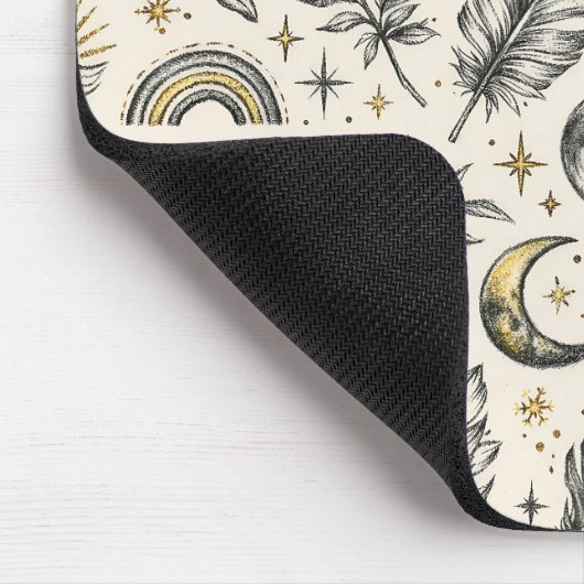 Mystical Celestial Moon Stars Pattern マウスパッド (コーナー)