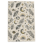 Mystical Celestial Moon Stars Pattern ミディアムペーパーバッグ (正面)