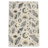 Mystical Celestial Moon Stars Pattern ミディアムペーパーバッグ (裏面)