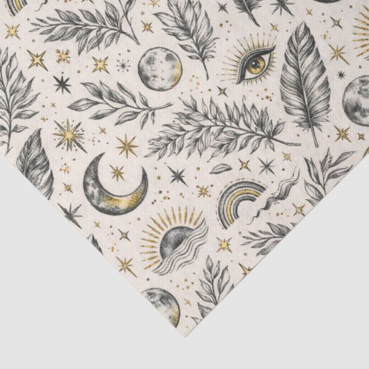 Mystical Celestial Moon Stars Pattern 薄葉紙 (詳細)