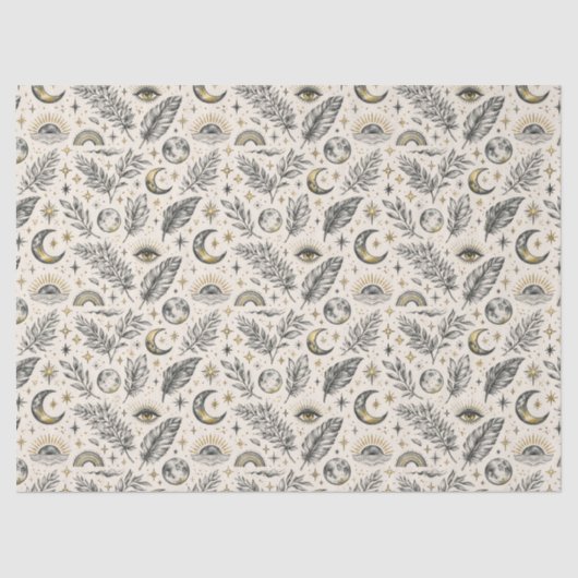 Mystical Celestial Moon Stars Pattern 薄葉紙 (正面)