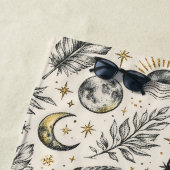 Mystical Celestial Moon Stars Pattern Custom Name ビーチタオル (インサイチュ)