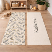 Mystical Celestial Moon Stars Pattern Custom Name ヨガマット
