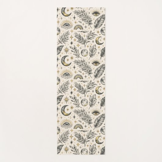 Mystical Celestial Moon Stars Pattern Custom Name ヨガマット (正面)