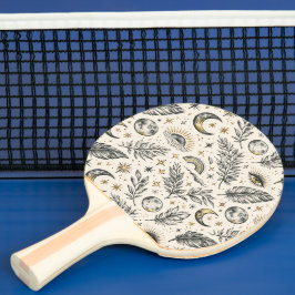 Mystical Celestial Moon Stars Pattern Custom Name 卓球ラケット