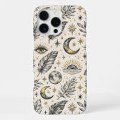 Mystical Celestial Moon Stars Pattern iPhoneケース (裏面)