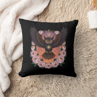 Mystical Celestial Owl Throw Pillow クッション