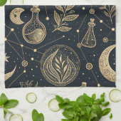 Mystical Celestial Witchcraft - Gold Botanical キッチンタオル (折り畳み)