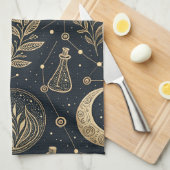Mystical Celestial Witchcraft - Gold Botanical キッチンタオル (四つ折り)