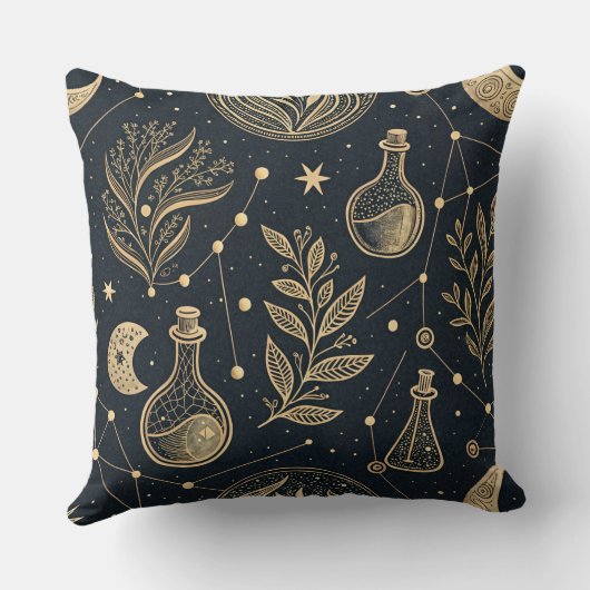 Mystical Celestial Witchcraft - Gold Botanical クッション (裏面)