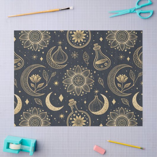 Mystical Celestial Witchcraft - Gold Botanical (2) 薄葉紙 (クラフト)