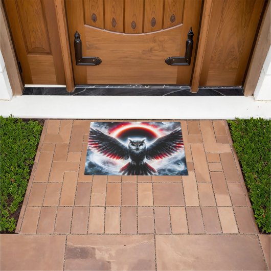 Mystical Cosmic Celestial Owl ドアマット (室外)