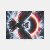 Mystical Cosmic Celestial Owl フリースブランケット (正面(横))