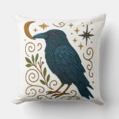 Mystical Crow Embroidered Look クッション (正面)