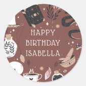 Mystical Crystal Fortune Teller Birthday Party ラウンドシール (正面)