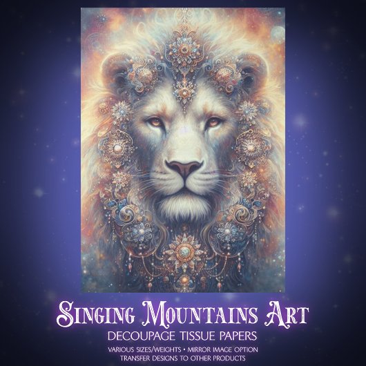 Mystical Decorative Lion King Decoupage 薄葉紙