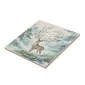 Mystical Deer Forest Watercolor Art タイル (側面)