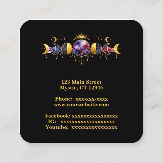 Mystical design on black スクエア名刺 (裏面)