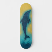 Mystical Dolphin Retro Colors Wall Art Skateboard スケートボード (正面)
