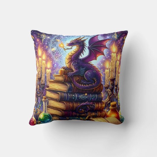 Mystical Dragon Wizard Books クッション (裏面)