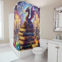 Mystical Dragon Wizard Books シャワーカーテン
