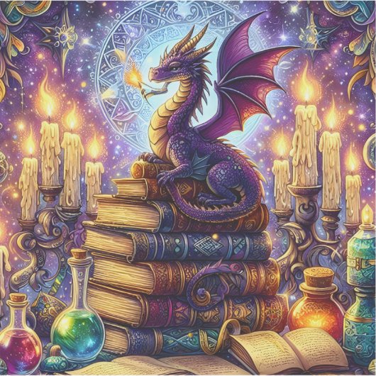 Mystical Dragon Wizard Books シール (正面)
