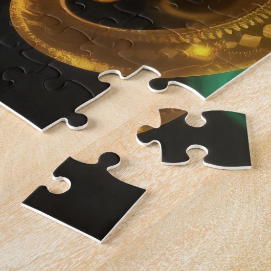 Mystical Emerald Goddess with Glowing Ember Eyes ジグソーパズル (側面)