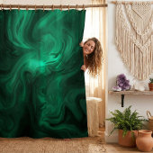 Mystical Emerald Green Swirl Abstract シャワーカーテン