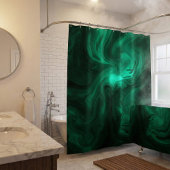 Mystical Emerald Green Swirl Abstract シャワーカーテン
