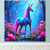Mystical Fantasy Unicorn Art キャンバスプリント (インサイチュ (ウッドフロア))