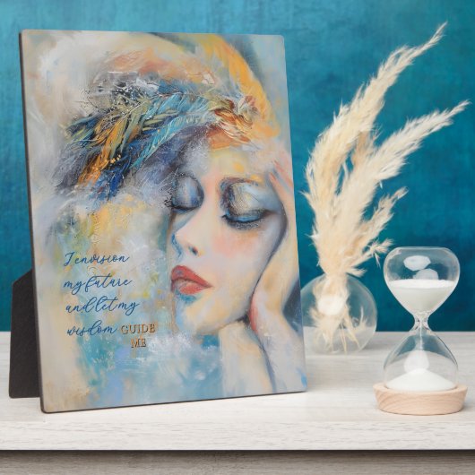 Mystical Feather Woman Tabletop Plaque with Easel フォトプラーク (側面)