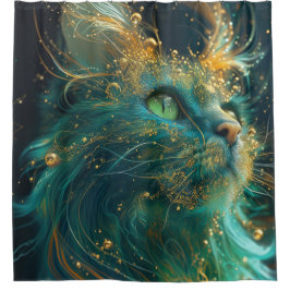 Mystical Feline シャワーカーテン