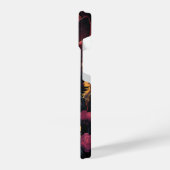 Mystical Feline Elegance Amidst Roses iPhoneケース (左側面)