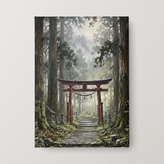 Mystical forest and torii gate that symbolizes it 缶バッジ (正面)