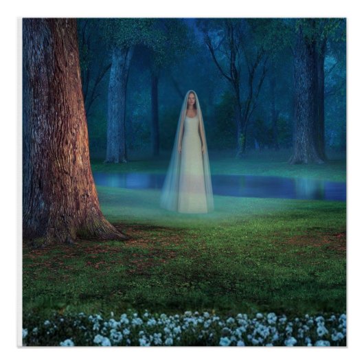 Mystical Forest at Night – Fantasy Art ポスター (正面)