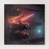 Mystical Forest Battle Animals Art ジグソーパズル (横)