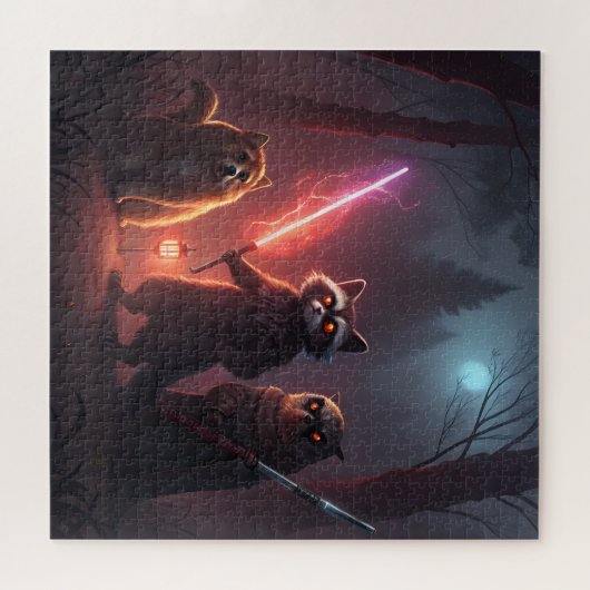 Mystical Forest Battle Animals Art ジグソーパズル (横)