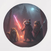 Mystical Forest Battle Animals Art ラベル (デザイン2)