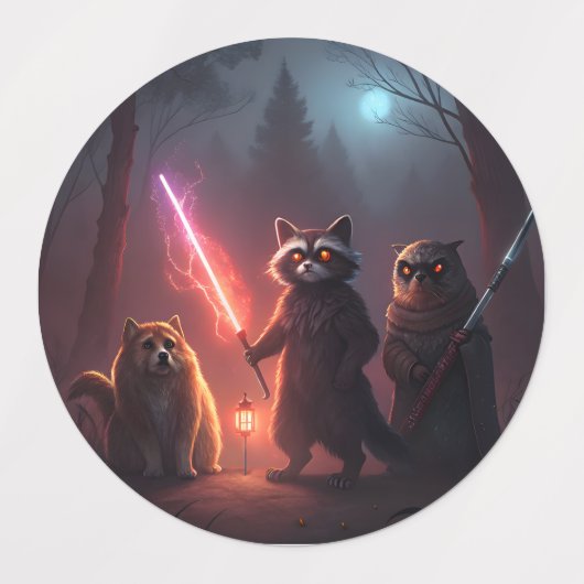 Mystical Forest Battle Animals Art ラベル (デザイン2)