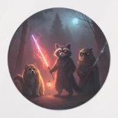 Mystical Forest Battle Animals Art ラベル (デザイン1)