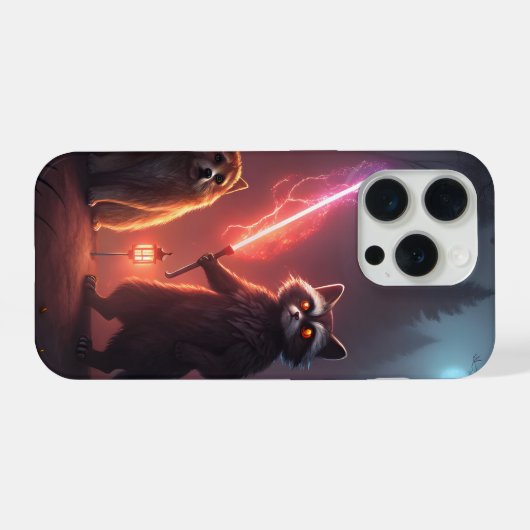 Mystical Forest Battle Animals Art iPhoneケース (裏面横)