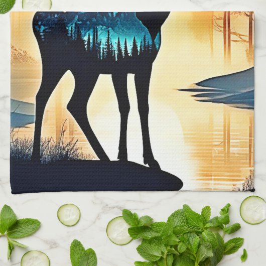 Mystical Forest Deer キッチンタオル (折り畳み)