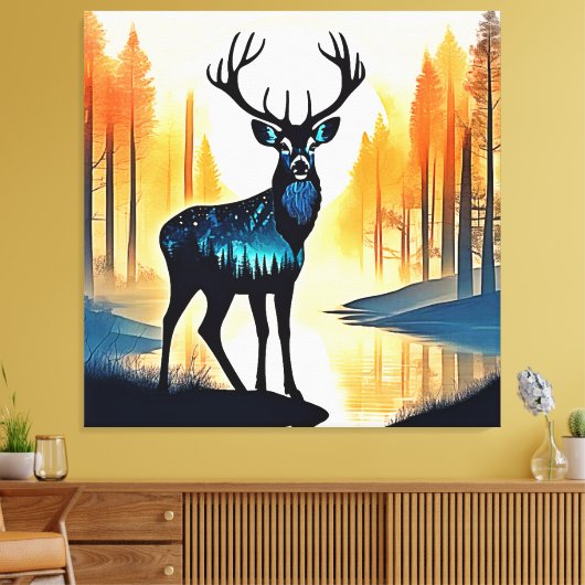 Mystical Forest Deer キャンバスプリント (インサイチュ (リビング))