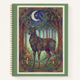 Mystical Forest Stag Moonlight Zen tangle Journal ノートブック