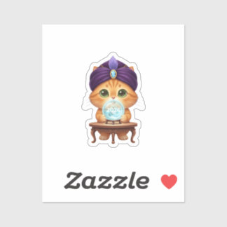 Mystical Fortune Teller Cat Crystal Ball New Year シール