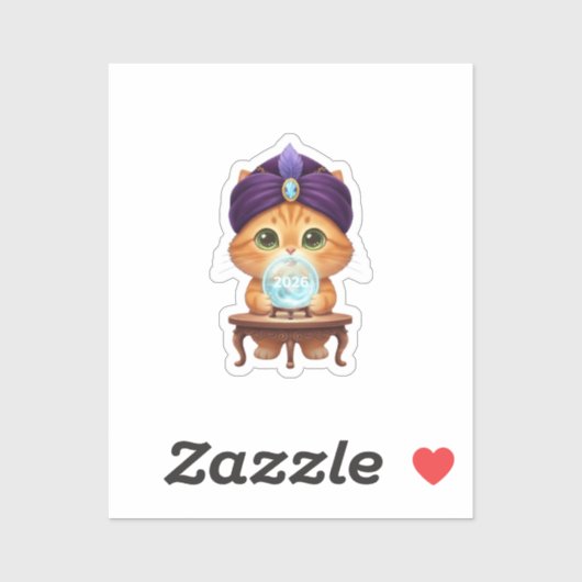 Mystical Fortune Teller Cat Crystal Ball New Year  シール (シート)