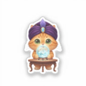 Mystical Fortune Teller Cat Crystal Ball New Year  シール (正面)