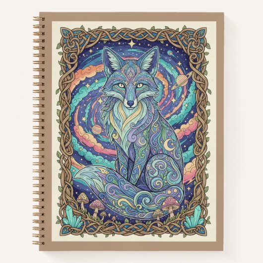 Mystical Fox Cosmic Nebula Zen tangle Journal ノートブック (正面)